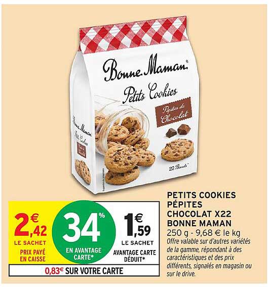 PETITS COOKIES PÉPITES CHOCOLAT X22 BONNE MAMAN