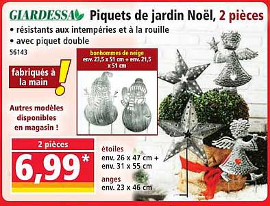 Piquets de jardin Noël, 2 pièces