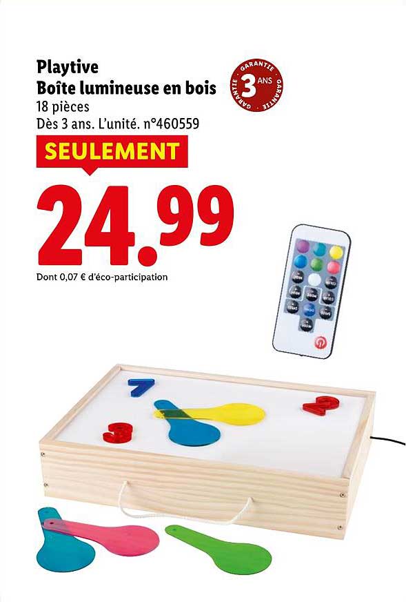 Playtive Boîte lumineuse en bois - 18 pièces