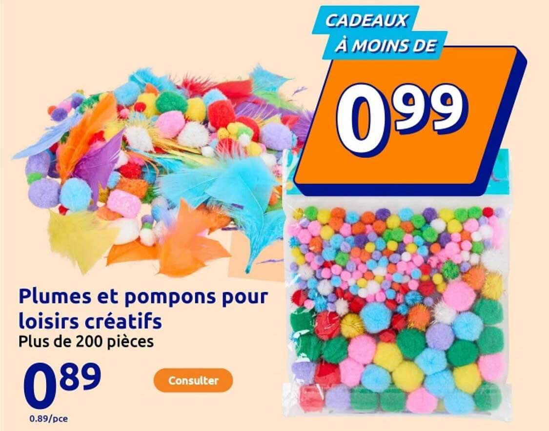 Plumes et pompons pour loisirs créatifs