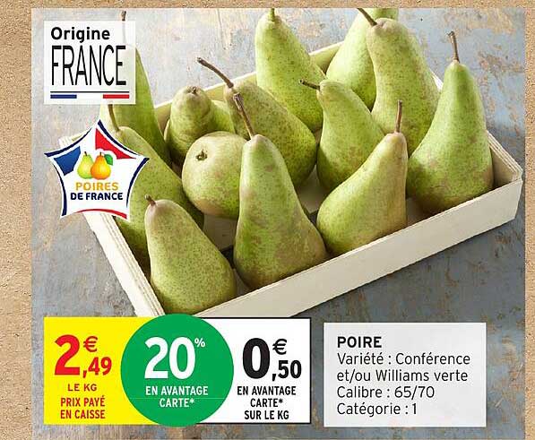 Poire variété : Conférence et/ou Williams verte