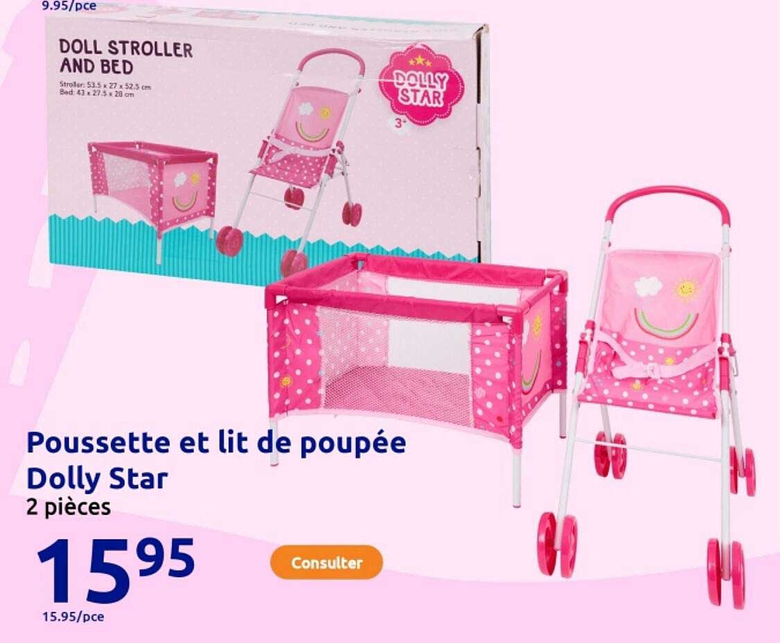 Poussette et lit de poupée Dolly Star