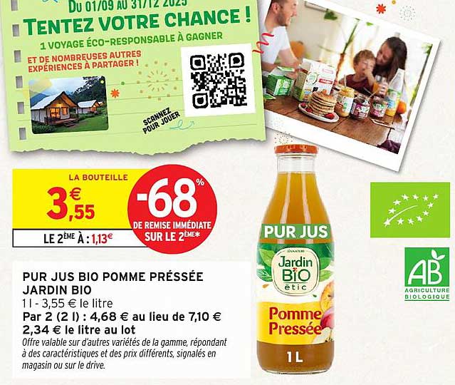 PUR JUS BIO POMME PRESSÉE JARDIN BIO