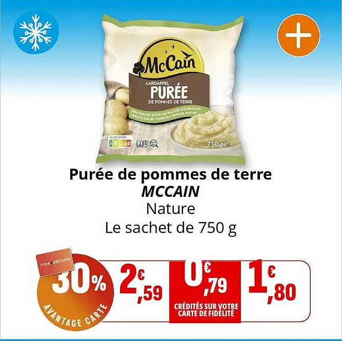 Purée de pommes de terre MCCAIN Nature Le sachet de 750 g