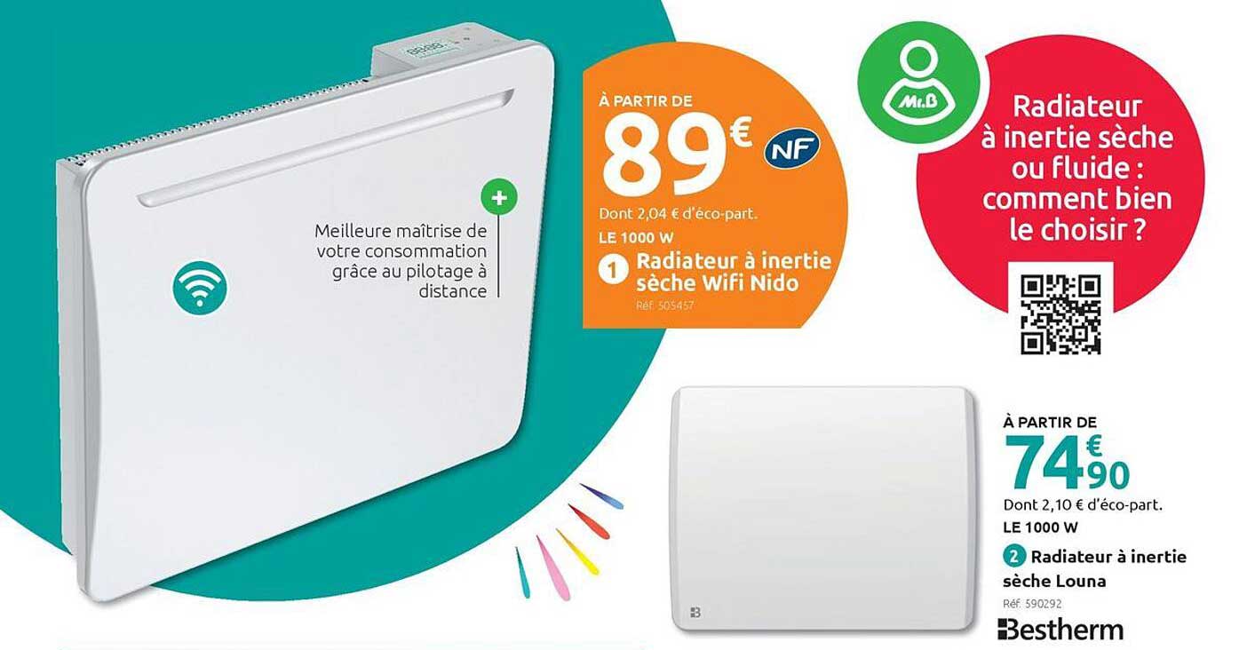 Radiateur à inertia sèche Wifi Nido