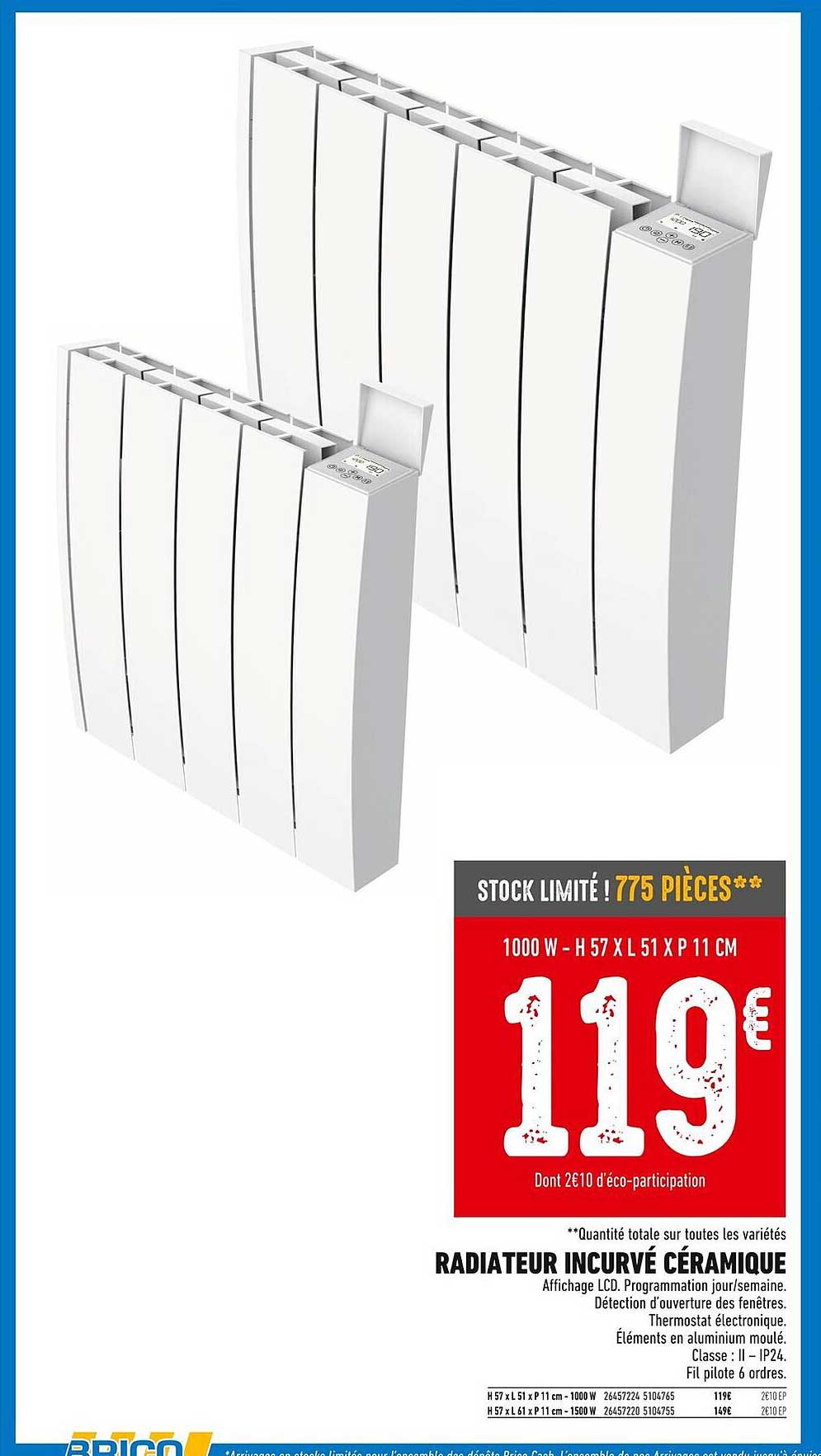 RADIATEUR INCURVÉ CÉRAMIQUE