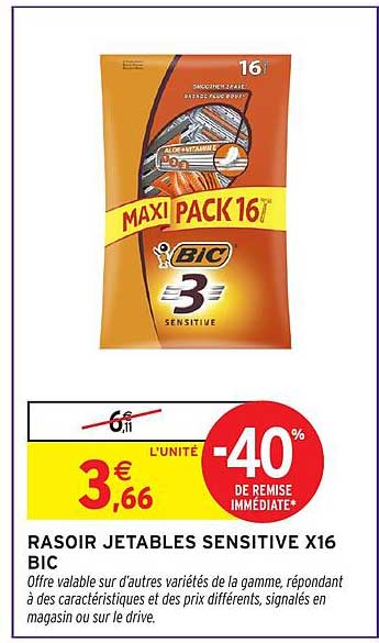 RASOIR JETABLES SENSITIVE X16 BIC