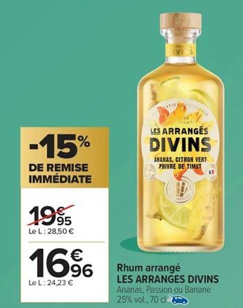 Rhum arrangé LES ARRANGÉS DIVINS - Ananas, Citron Vert, Poivre de Timut