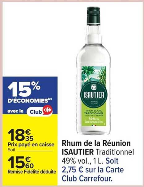 Rhum de la Réunion ISAUTIER Traditionnel 49% vol., 1 L