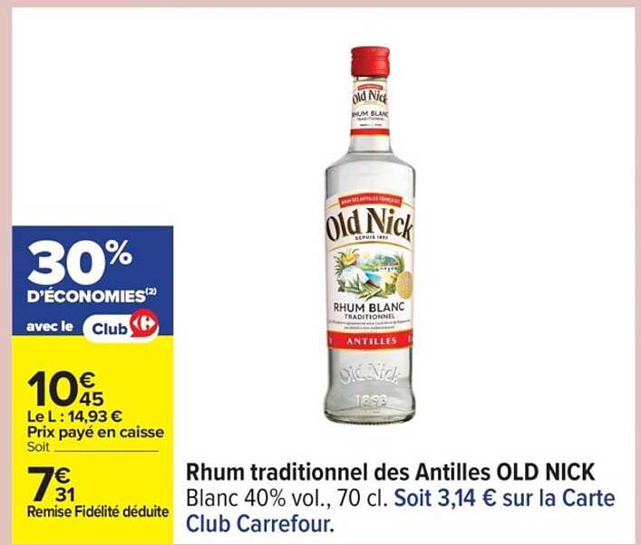 Rhum traditionnel des Antilles OLD NICK