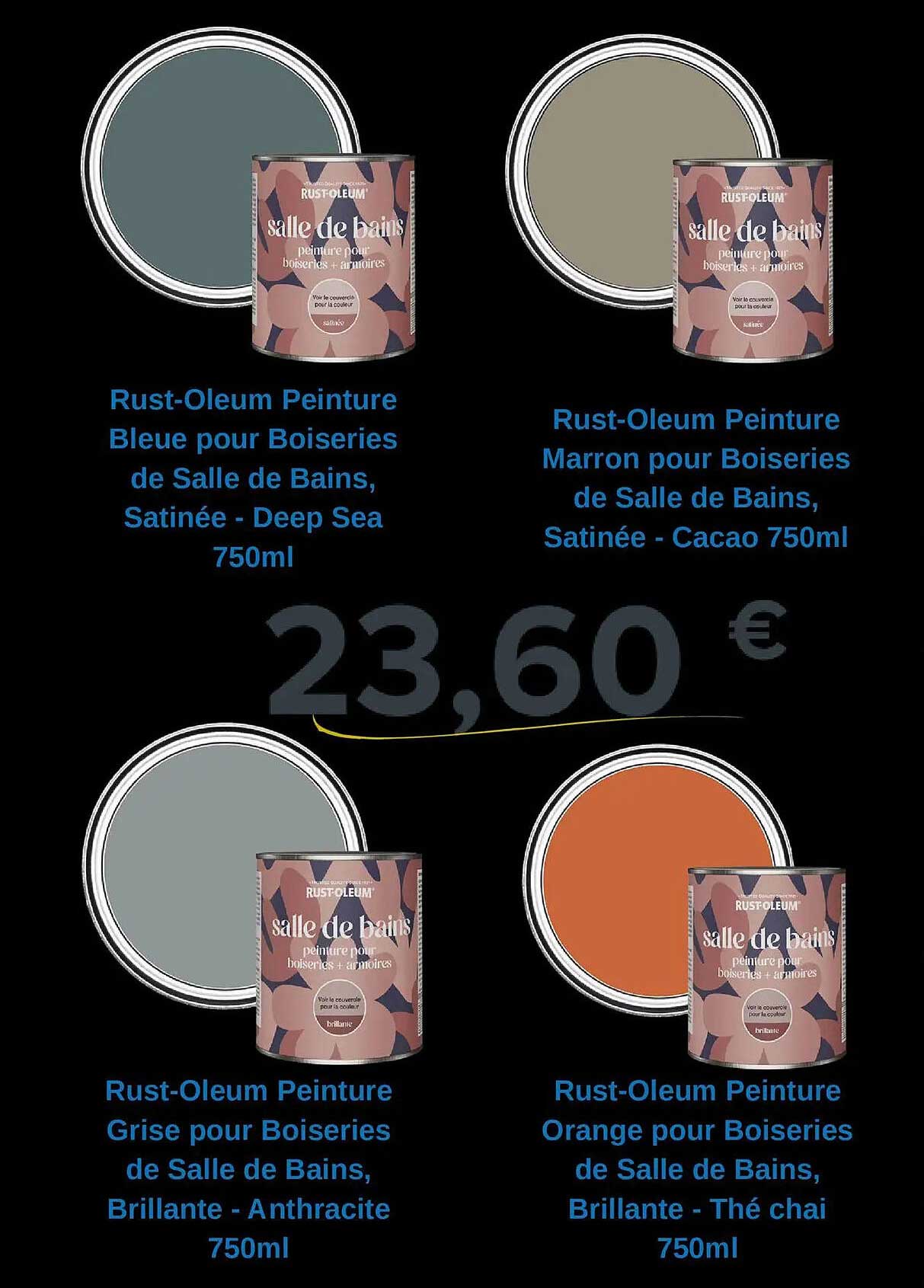 Rust-Oleum Peinture Bleue pour Boisseries de Salle de Bains, Satinée - Deep Sea 750ml