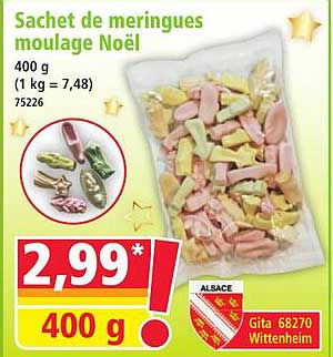 Sachet de meringues moulage Noël