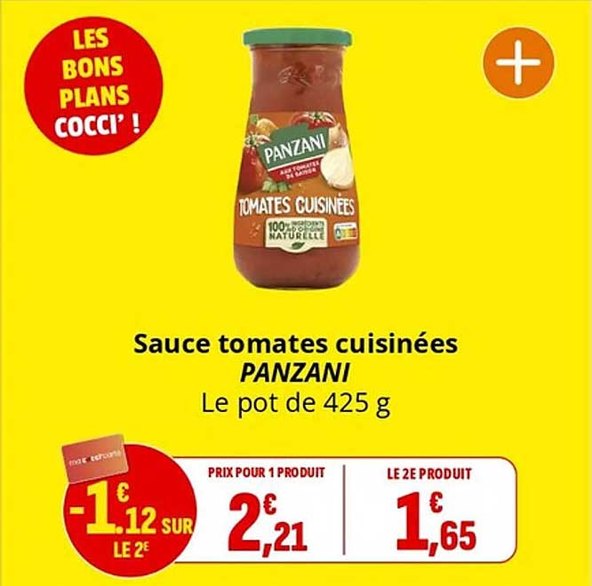 Sauce tomates cuisinées PANZANI Le pot de 425 g