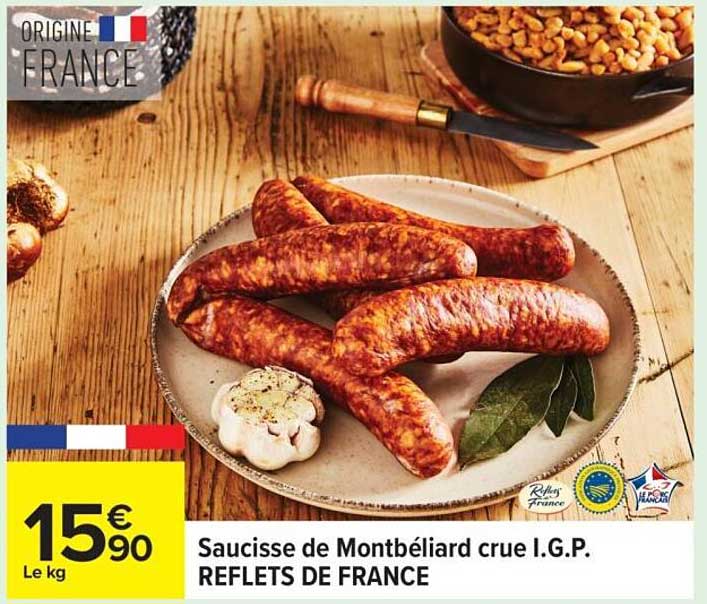 Saucisse de Montbéliard crue I.G.P. REFLETS DE FRANCE