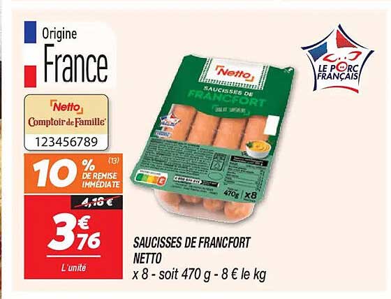 Saucisses de Francfort Netto