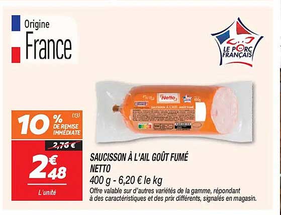 SAUCISSON À L'AIL GOÛT FUMÉ NETTO