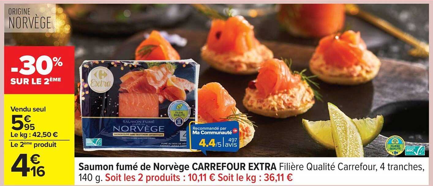 Saumon fumé de Norvège CARREFOUR EXTRA