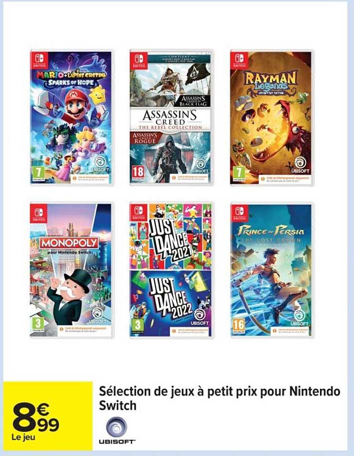 Sélection de jeux à petit prix pour Nintendo Switch