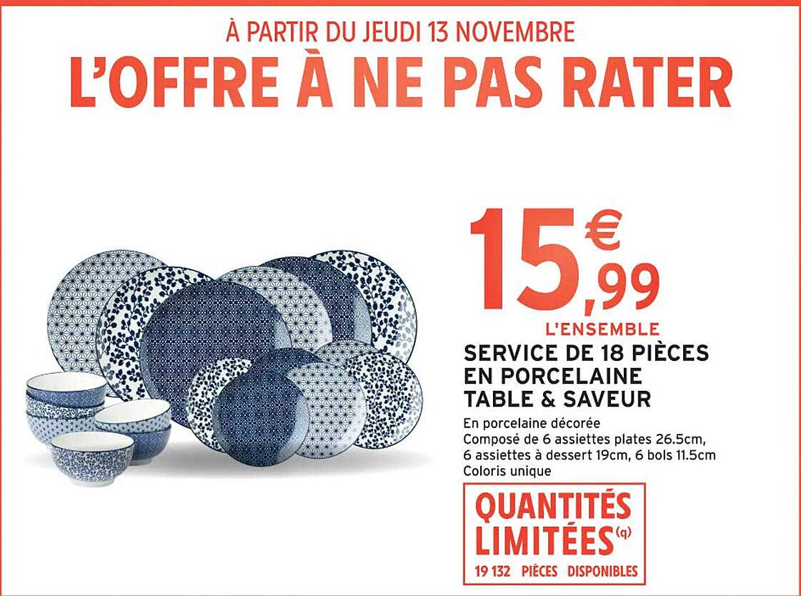 SERVICE DE 18 PIÈCES EN PORCELAINE TABLE & SAVEUR