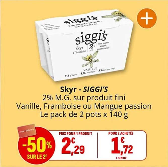 Skyr - SIGGI’S 2% M.G. sur produit fini