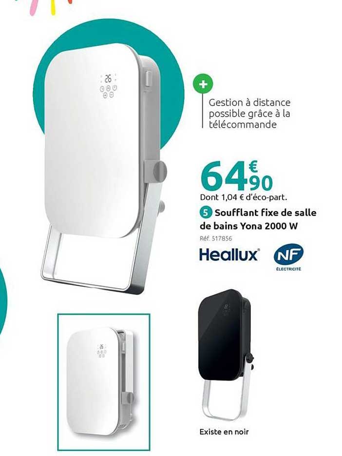 Soufflant fixe de salle de bains Yona 2000 W