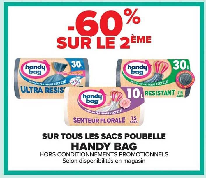 SUR TOUS LES SACS POUBELLE HANDY BAG