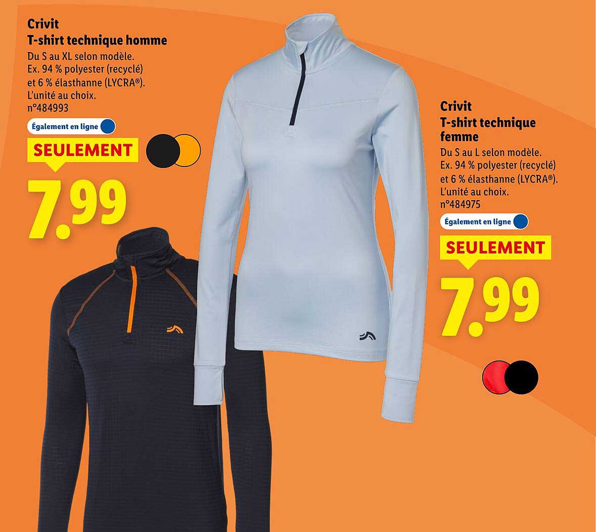 T-shirt technique homme et femme Crivit