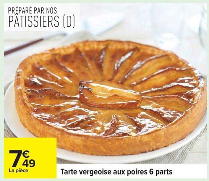Tarte vergeoise aux poires 6 parts