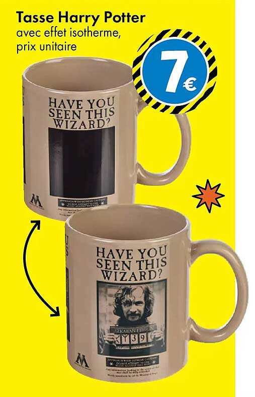 Tasse Harry Potter avec effet isotherme, prix unitaire