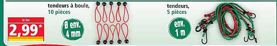 tendeurs à boule, 10 pièces