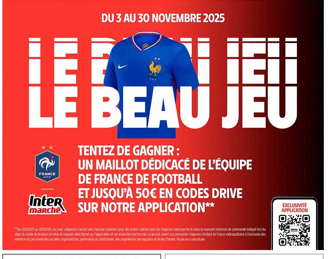 TENTEZ DE GAGNER : UN MAILLOT DÉDIQUÉ DE L’ÉQUIPE DE FRANCE DE FOOTBALL ET JUSQU’À 50€ EN CODES DRIVE SUR NOTRE APPLICATION