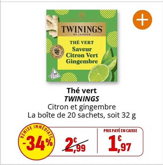 Thé vert TWININGS Citron et gingembre
