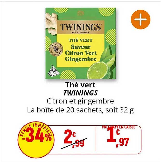 Thé vert TWININGS Citron et gingembre