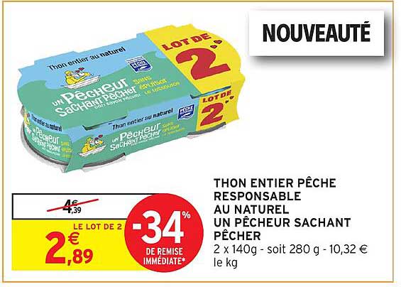 THON ENTIER PÊCHE RESPONSABLE AU NATUREL - LOT DE 2