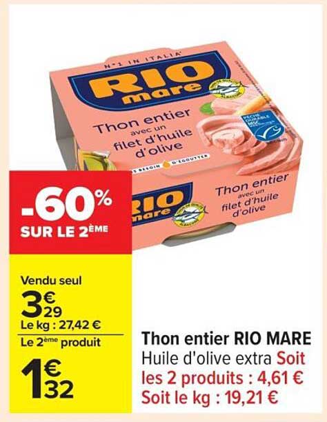 Thon entier RIO MARE Huile d'olive extra