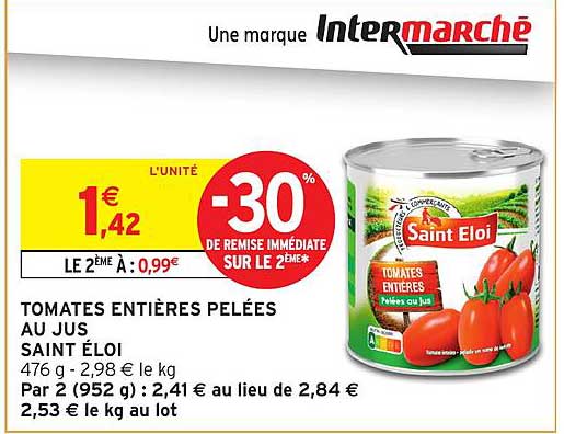 TOMATES ENTIÈRES PELÉES AU JUS SAINT ÉLOI