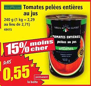 Tomates pelées entières au jus