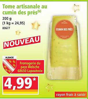 Tome artisanale au cumin des prés