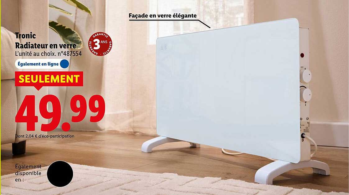 Tronic Radiateur en verre