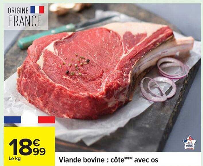Viande bovine : côte*** avec os