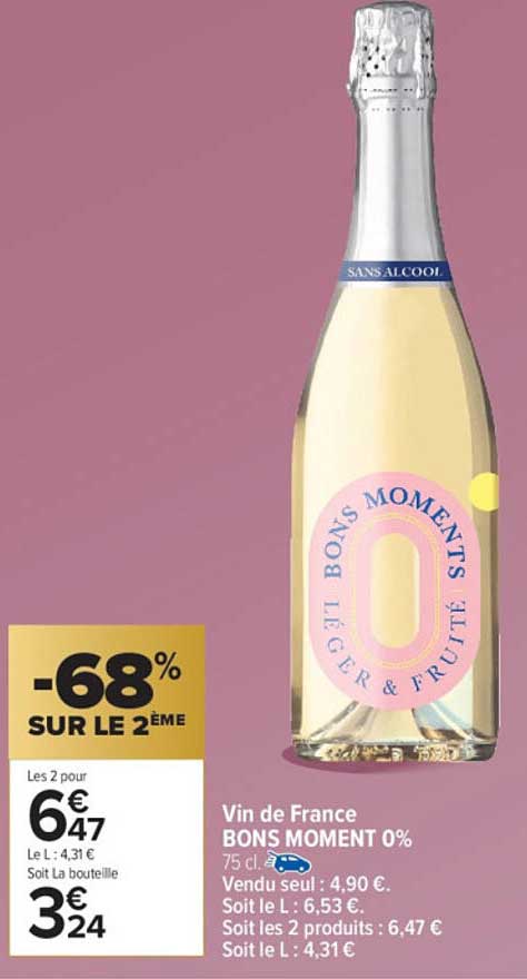 Vin de France BONS MOMENT 0%