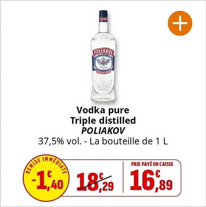 Vodka pure Triple distilled POLIAKOV