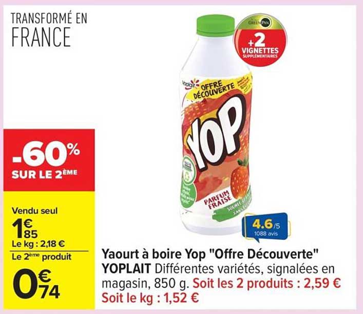 Yaourt à boire Yop 'Offre Découverte' YOPLAIT