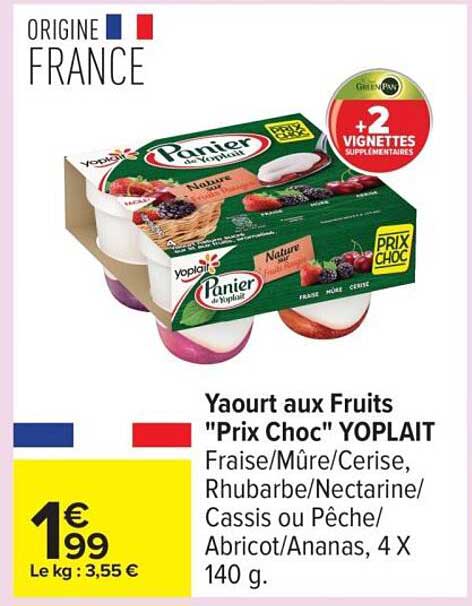 Yaourt aux Fruits "Prix Choc" YOPLAIT