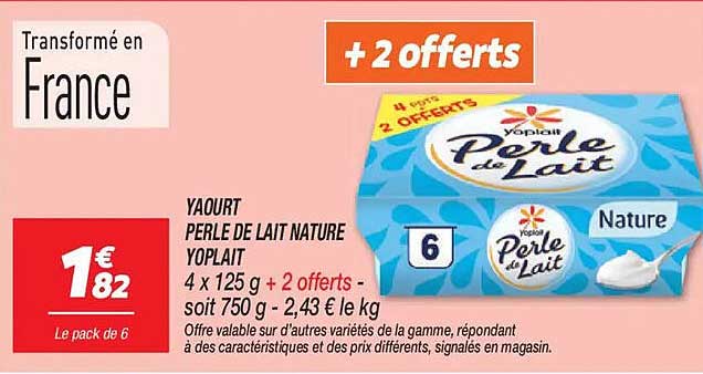 Yaourt Perle de Lait Nature Yoplait