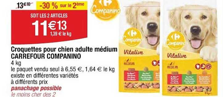 Croquettes pour chien adulte moyen CARREFOUR COMPANINO