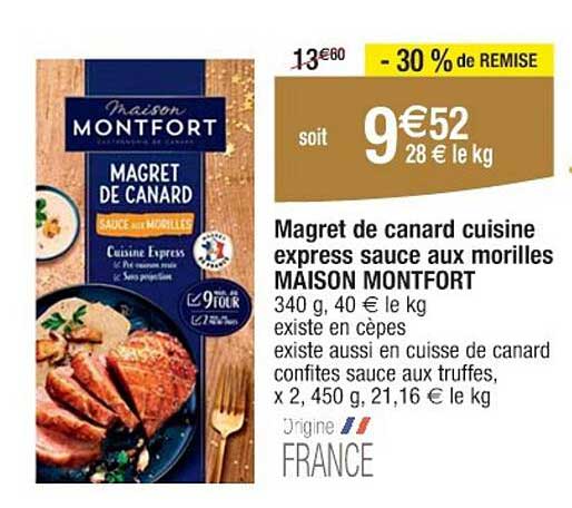 Magret de canard cuisine express sauce aux morilles MAISON MONTFORT