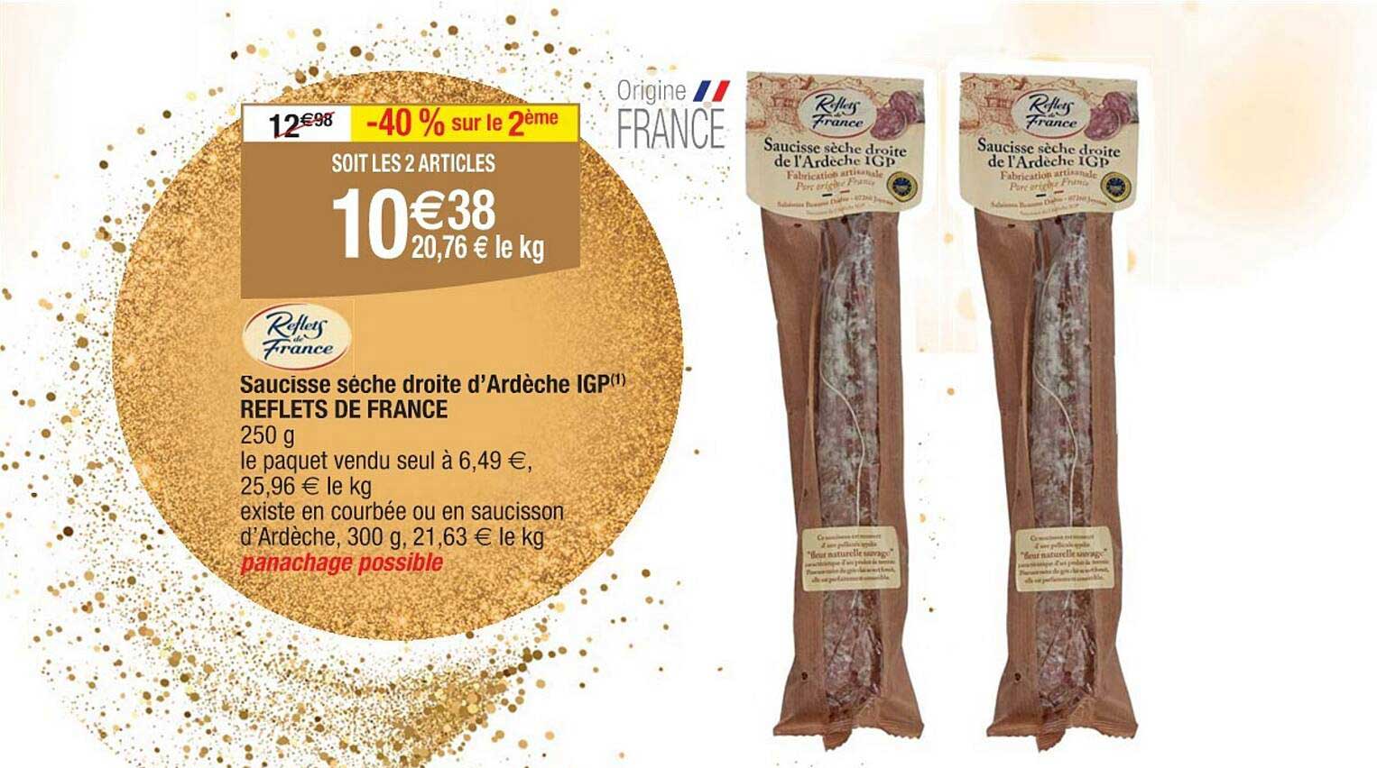 Saucisse sèche droite d’Ardèche IGP REFLETS DE FRANCE