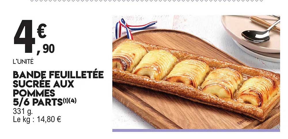 BANDE FEUILLETÉE SUCRÉE AUX POMMES 5/6 PARTS