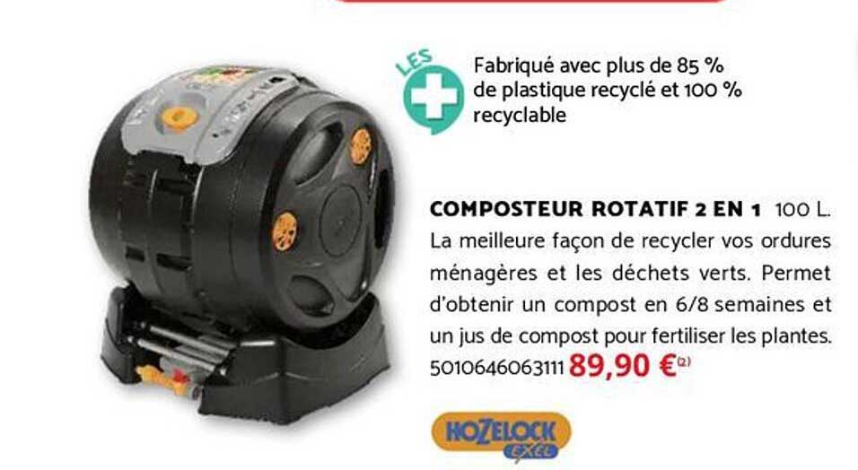 COMPOSTEUR ROTATIF 2 EN 1 100 L.